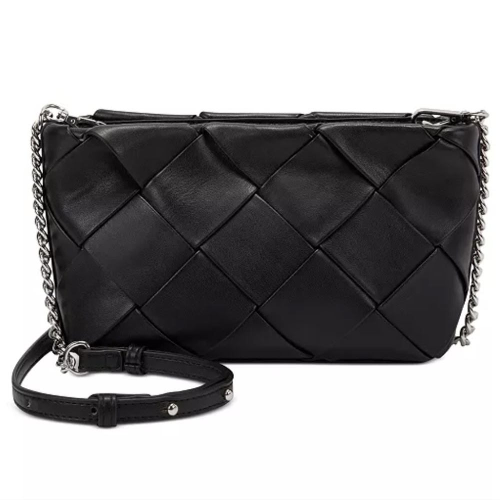 INC INTERNATIONAL CONCEPTS Michaelaa Woven Crossbody Purse - Black